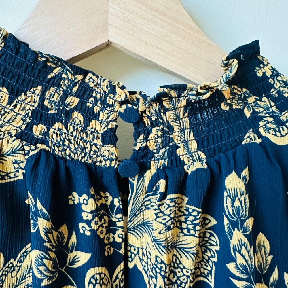 J. Crew Blue Midi Dress with Gold Floral Motif - Picture 8 of 8